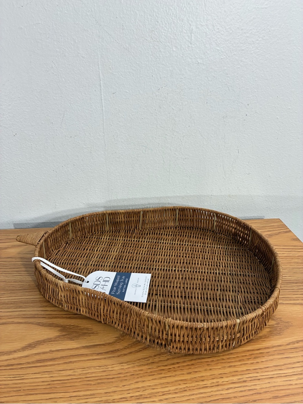 SDS + HD Pear Shaped Serving wicker rattan Tray Set of 2 - Brown Wicker - Picture 3 of 6